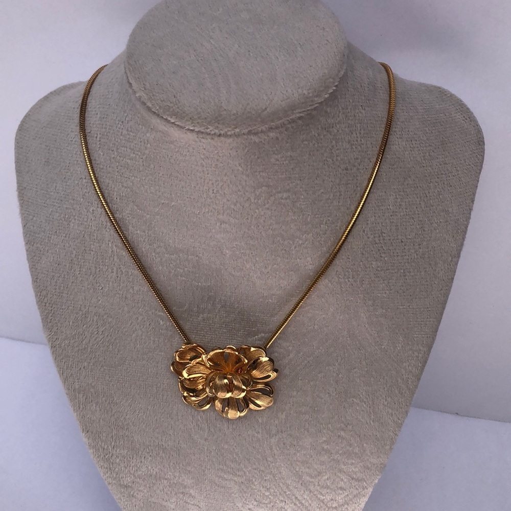 Frostner vintage 12kt gf flower snake chain choker